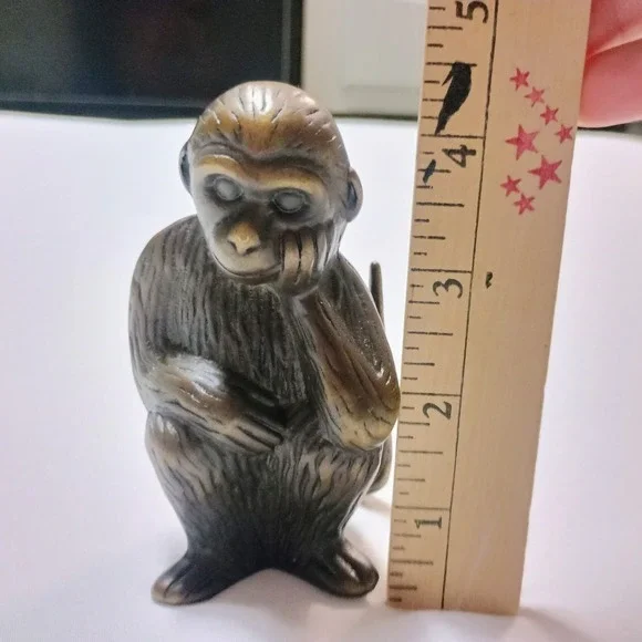 Levenger Vtg Bronze Brass Monkey Ape Ring Mail Letter Holder Paper Weight Desk - Picture 6 of 10